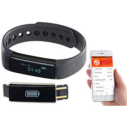 newgen medicals Fitness-Armband FBT-25, Bluetooth, Benachrichtigungen, OLED, IP67 newgen medicals Fitness-Armbänder mit Bluetooth und Nachrichtenanzeigen