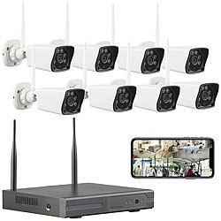 VisorTech Funk-Überwachungssystem: HDD-Rekorder, 8 Full-HD-Kameras & App-Zugriff VisorTech Netzwerk-Überwachungssysteme mit HDD-Recorder & IP-Kameras