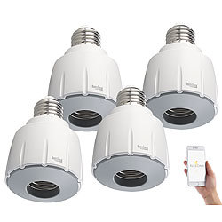 Luminea Home Control 4er-Set WLAN-E27-Lampenfassung, für Amazon Alexa & Google Assistant Luminea Home Control WLAN-Lampensockel-Adapter E27