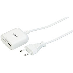 revolt 2-Port-USB-Netzteil mit 150-cm-Kabel und Smart-Power-Technologie, 12 W revolt Mehrfach-USB-Netzteile für Steckdose