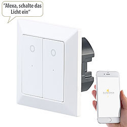 Luminea Home Control Doppel-Lichttaster mit WLAN, App, für Siri, Alexa & Google Assistant Luminea Home Control WLAN-Lichttaster