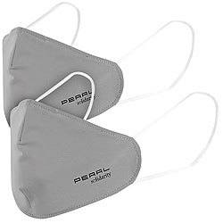 PEARL 2er-Set Mund-Nasen-Stoffmaske, Filter-Textil, waschbar, Größe S PEARL