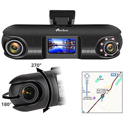 NavGear QHD-Dual-Dashcam mit 2 Kameras, G-Sensor, IR-Nachtsicht und GPS NavGear QHD-Dashcam mit 2 Objektiven, GPS und G-Sensor