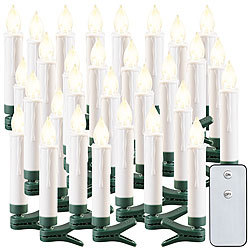 Lunartec 30er-Set LED-Outdoor-Weihnachtsbaum-Kerzen mit IR-Fernbedienung, IP44 Lunartec LED-Weihnachtsbaum-Kerzen mit IR-Fernbedienung, Outdoor