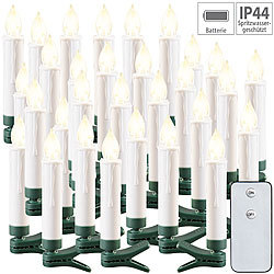 Lunartec 30er-Set LED-Outdoor-Weihnachtsbaum-Kerzen mit IR-Fernbedienung, IP44 Lunartec LED-Weihnachtsbaum-Kerzen mit IR-Fernbedienung, Outdoor