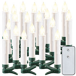 Lunartec 20er-Set LED-Outdoor-Weihnachtsbaum-Kerzen mit IR-Fernbedienung, IP44 Lunartec LED-Weihnachtsbaum-Kerzen mit IR-Fernbedienung, Outdoor