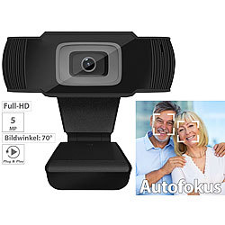 Somikon Full-HD-USB-Webcam mit 5 MP, Autofokus und Dual-Stereo-Mikrofon Somikon Webcams