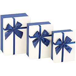 Your Design 3er-Set edle Geschenk-Boxen mit blauer Schleife, 3 verschiedene Größen Your Design Geschenkboxen