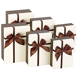 Your Design 6er-Set edle Geschenk-Boxen mit brauner Schleife, 3 Größen Your Design