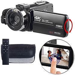 Somikon 4K-UHD-Camcorder mit Sony-Sensor; Touch-Display, HD mit 120 B./Sek. Somikon 4K-UHD-Camcorder mit Touch-Display