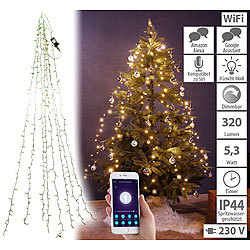 Lunartec WLAN-Tannenbaum-Überwurf-Lichterkette mit App, 8 Girlanden, 320 LEDs Lunartec WLAN-Weihnachtsbaum-Überwurf-Lichterketten mit App