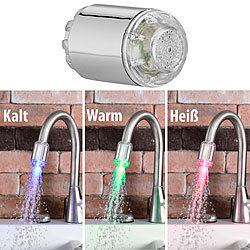 infactory Dynamo-LED-Wasserhahnaufsatz zur Temperaturkontrolle, leuchtet farbig infactory LED-Wasserhahn-Aufsätze mit Dynamos