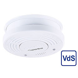 PEARL Fotoelektrischer Rauchwarnmelder, 10-J.-Batterie, VDS, DIN EN 14604 PEARL Rauchmelder mit 10-Jahres-Batterie