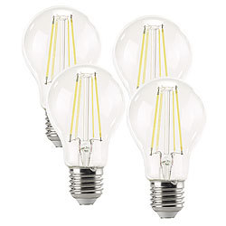 Luminea LED-Filament-Lampen, 806 Lm, 6 Watt, 6.500 K, tageslichtweiß, 4er-Set Luminea LED-Filament-Tropfen E27 (tageslichtweiß)