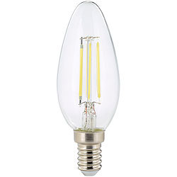 Luminea 6er-Set LED-Filament-Kerzen, B35, E14, 450 Lumen, 4 Watt Luminea LED-Filament-Kerzen, tageslichtweiß