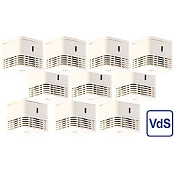 VisorTech Mini-Rauchwarnmelder, 10-Jahres-Batterie, VdS-zertifiziert, 10er-Set VisorTech Mini-Rauchmelder
