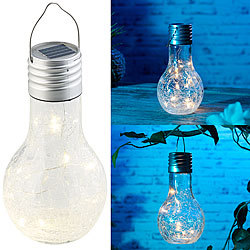 Lunartec Deko-LED-Glühbirne im Crackle-Glas-Design, Solar und Dämmerungs-Sensor Lunartec LED-Solar-Birnen 