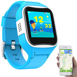 TrackerID Kinder-Smartwatch mit GPS-/GSM-/WiFi-Tracking, SOS-Taste, blau, IP65 TrackerID