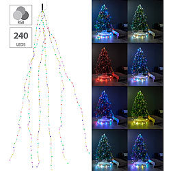 Lunartec Christbaum-Überwurf-Lichterkette, 240 bunte LEDs, 6 Girlanden, je 4 m Lunartec Weihnachtsbaum-Überwurf-Lichterketten mit Farbwechsel