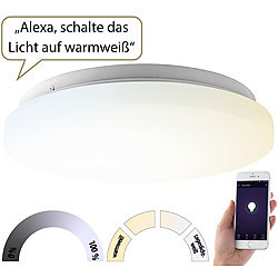 Luminea Home Control 2er-Set WLAN-LED-Deckenleuchten für Amazon Alexa&Google Assistant, 24W Luminea Home Control 
