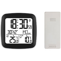 infactory Digitaler Funkwecker mit Dual-Alarm, Thermometer, Außensensor, Datum infactory