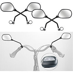 PEARL 4er-Set Fahrrad-Rückspiegel mit Lenkerhalterung, für rechts und links PEARL Fahrrad-Rückspiegel-Sets