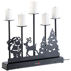 Lunartec 5-armiger Kerzenleuchter mit elektrischen Kerzen und Netzteil Lunartec LED-Deko Kerzenst&auml;nder