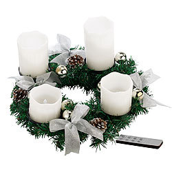 Britesta Adventskranz mit weißen LED-Kerzen, silbern geschmückt Britesta