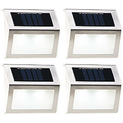 Lunartec 4er-Set Solar-LED-Wand- & Treppen-Leuchten für außen, Edelstahl, 20 lm Lunartec