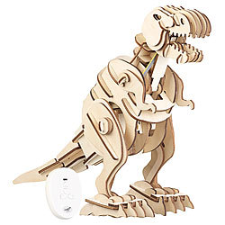 Simulus Fernsteuerbarer Holz-Dinosaurier-Bausatz, Brüllgeräusche, 102-teilig Simulus 3D-Holz-Puzzles