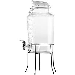 PEARL Retro-Getränkespender aus Glas mit Ständer, Zapfhahn, 6,5 Liter PEARL Getränkespender