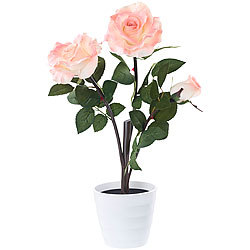 Lunartec LED-Rosenstrauch "Real Touch" mit 3 LED-Bl&uuml;ten, 50 cm, rosa Lunartec LED Rosen, Real Touch, wie echt