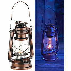 Lunartec LED-Sturmleuchte im Öllampen-Design, Flammen-Imitation, bronzefarben Lunartec LED-Sturmlampen mit beweglicher Flamme
