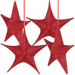 Britesta 4er-Set faltbare Weihnachtssterne zum Aufhängen, rot glitzernd, Ø 40cm Britesta
