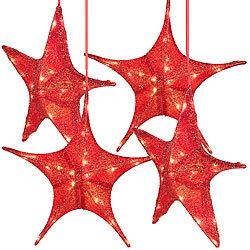 Britesta 4er-Set faltbare Weihnachtssterne, LED-Beleuchtung, glitterrot, Ø 65cm Britesta 