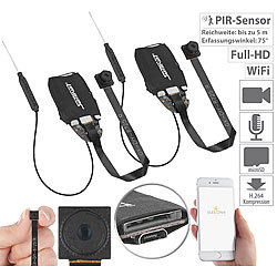Somikon 2er-Set WLAN-Full-HD-Micro-Einbau-Kameras mit App Somikon Mobile WiFi Full-HD-Micro-Videokameras zum Einbau, mit Mikrofon & App