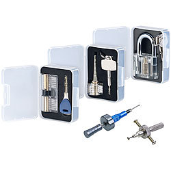 AGT Profi-Lockpicking-Set mit 19 Werkzeugen und 4 Übungsschlössern AGT Lockpicking-Sets mit Übungs-Schlösser