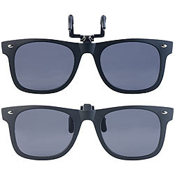 PEARL 2er-Set Sonnenbrillen-Clips im Retro-Look, polarisiert, UV400 PEARL Polarisierende Sonnenbrillen-Clips für Brillenträger