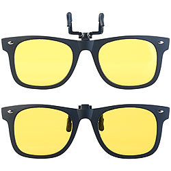 PEARL 2er-Set Nachtsicht-Brillenclips im Retro-Look, polarisiert, UV400 PEARL 