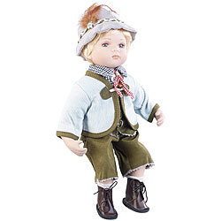 PEARL Sammler-Porzellan-Puppe "Anton" mit bayerischer Tracht, 36 cm PEARL