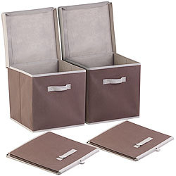 PEARL 2er-Set Aufbewahrungsboxen mit Deckel, faltbar, 31x31x31 cm, braun PEARL Faltbare Aufbewahrungsboxen