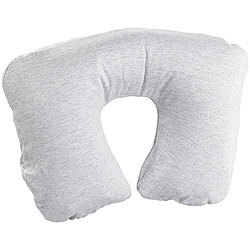 PEARL Aufblasbares Nackenhörnchen mit abnehmbarem Polycotton-Bezug, grau PEARL Aufblasbare Nackenkissen mit Bezug