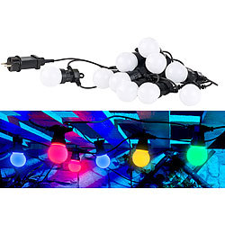 Lunartec Party-LED-Lichterkette m. 10 LED-Birnen, 3 Watt, IP44, 4-farbig, 4,5 m Lunartec Party-LED-Lichterketten in Glühbirnenform