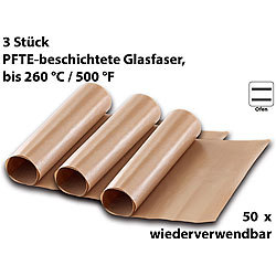 Rosenstein & Söhne Dauer-Backpapier & Antihaft-Bratfolie aus Glasfaser, beige, 3 Stück Rosenstein & Söhne Dauerbackfolien