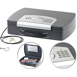 Xcase Geld- & Dokumentenkassette, Stahl, Elektronik-Schloss, A4, Stahlkabel Xcase Geld- und Dokumentenkassetten