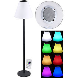 Lunartec Solar-LED-Stehleuchte, Lautsprecher, Bluetooth, 7 Farben, 50 lm, 2,4 W Lunartec Farbwechselnde Solar-LED-Stehleuchten mit Lautsprechern