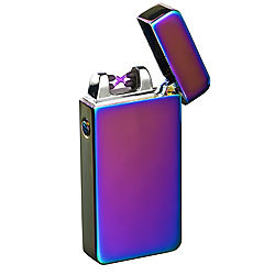 PEARL 2er Pack Elektronisches USB-Feuerzeug mit Akku, violett PEARL