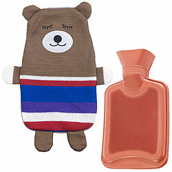 infactory Kinder-Wärmflasche mit Teddybär-Bezug, 1 Liter infactory Kinder-Wärmflaschen mit Bezügen