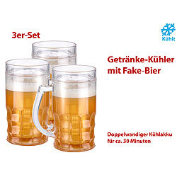 Rosenstein & Söhne Doppelwandiger Getränke-Kühler als Scherz-Bierkrug, 0,3 l, 3er-Set Rosenstein & Söhne Doppelwandige Getränke-Kühl-Becher