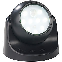 Luminea Kabelloser LED-Strahler, Bewegungssensor, 360° drehbar, 100 lm,schwarz Luminea LED-Strahler mit PIR-Sensor, Batteriebetrieb